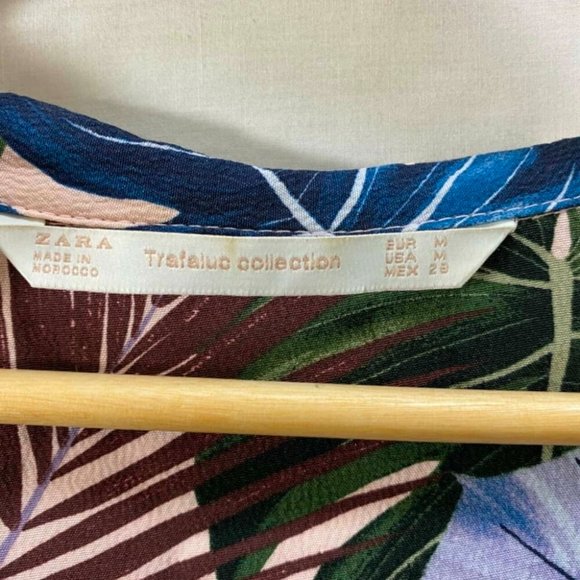 ZARA Tropical Birds Toucan Cockatoo Collared Shirt Blouse - Picture 8 of 16